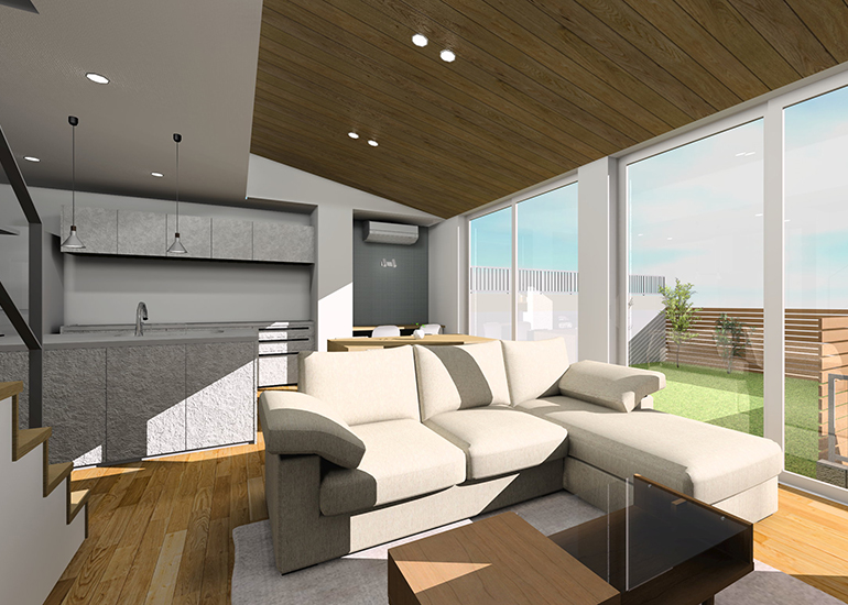 和やかな緑に包まれる家